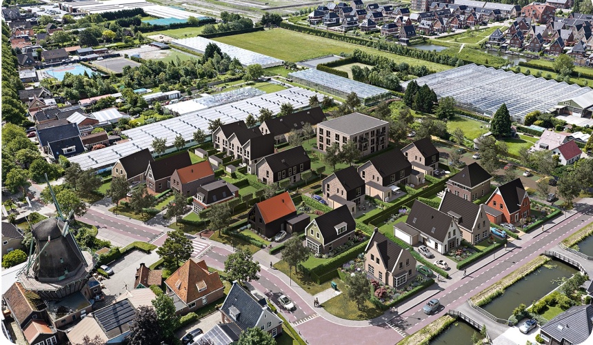 Vogelvlucht van het plan Molenhof Oosterblokker